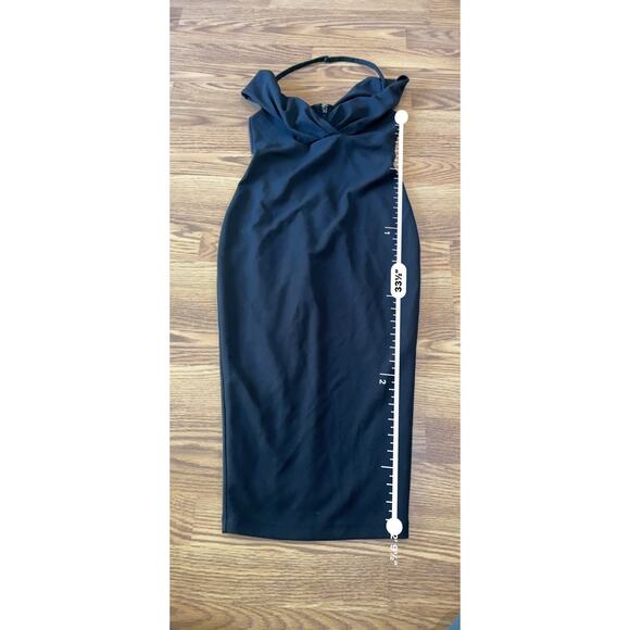 NOOKIE bodycon black Athena Off Shoulder Halter Midi Dress size S - Picture 6 of 13
